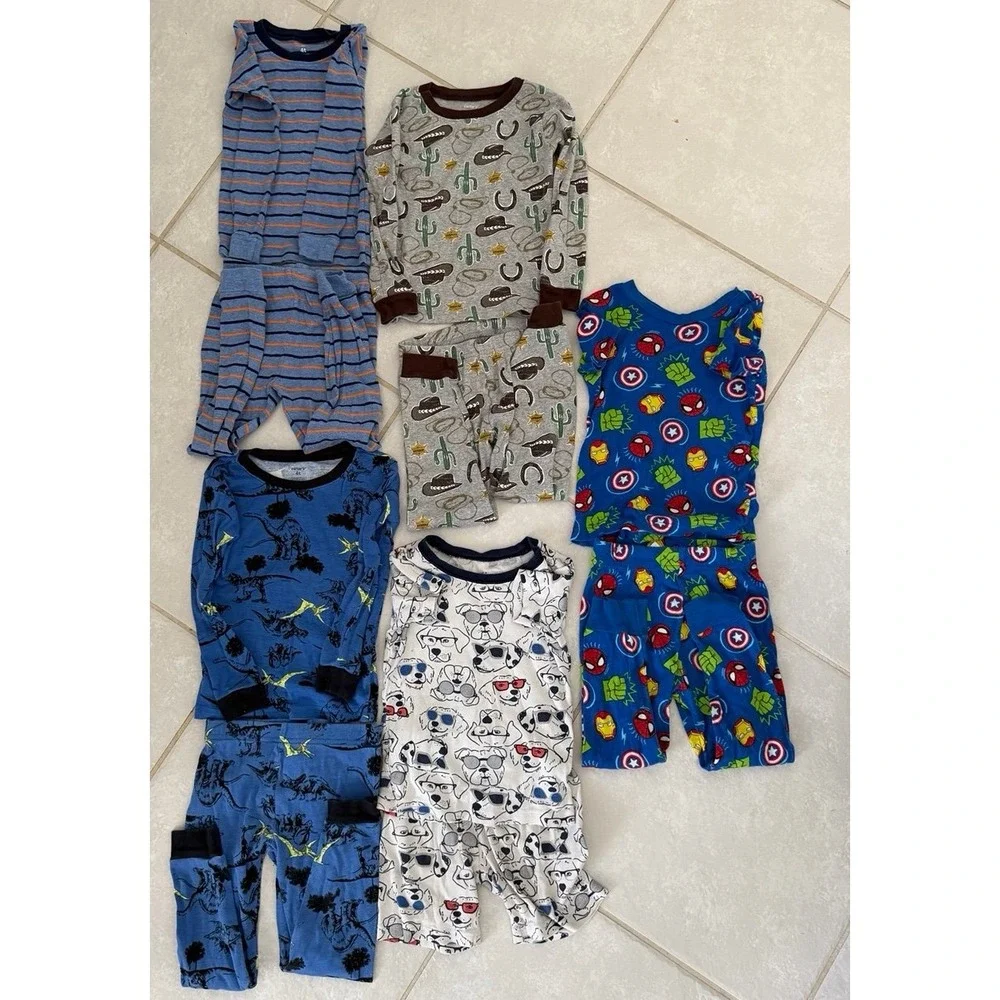 4T Marvel Avengers LS Set & 4 sets Carter Boys Long/Short Sleeve Bottoms Pajamas